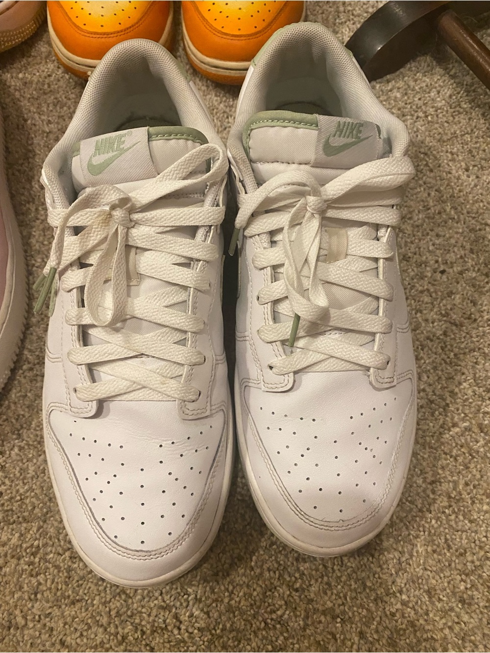 Nike Dunk Men’s White Low-Top Sneakers with Honeydew Logo and Accents - Picture 3 of 13